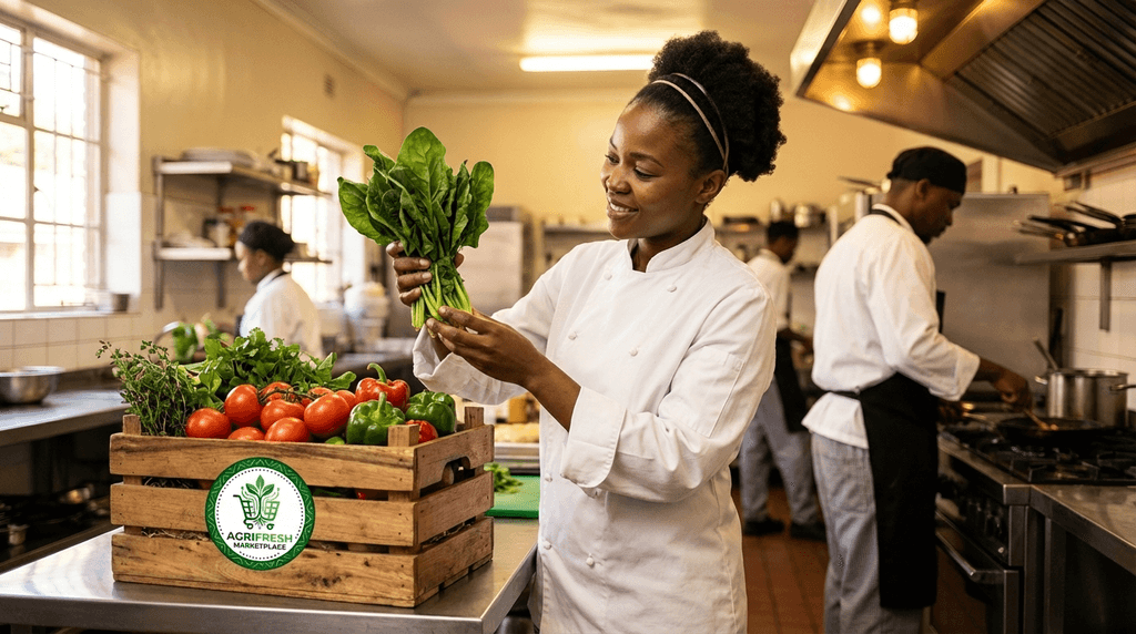 Chef inspecting produce